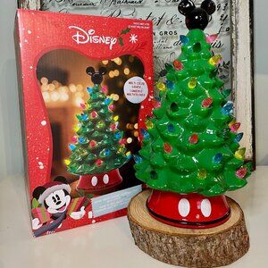 NEW IN BOX Disney Mickey Mouse 12" Ceramic Christmas Tree - Multicolor Lights